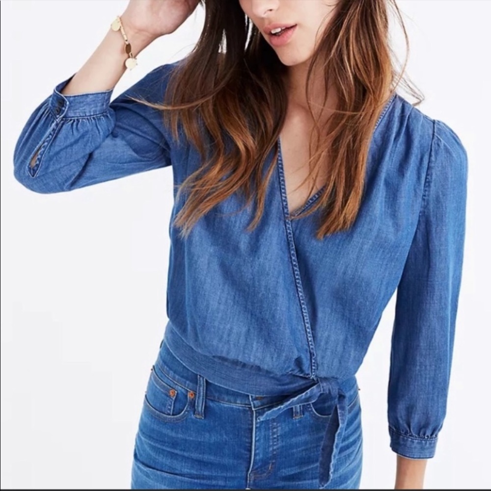 Madewell denim wrap top - xs